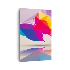 Cuadro sobre lienzo - Impresión de Imagen - Silueta de mariposa geométrica en colores vibrantes. - 80x120cm - Arco iris de mariposa - Decoración de pared moderna para salón y dormitorio ARTTOR
