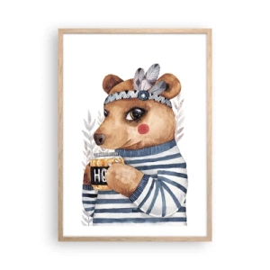 Póster en marco roble claro - Dulce oso - 50x70 cm
