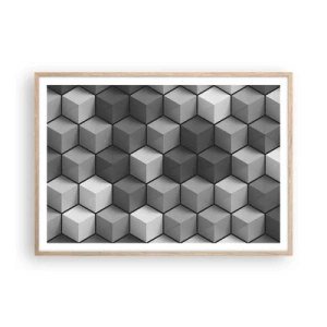 Póster en marco roble claro - Rompecabezas cubista - 100x70 cm