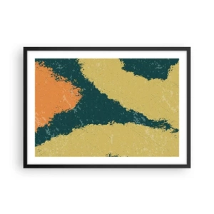 Póster en marco negro - Manchas abstractas en colores terrosos y verdes - 70x50cm - Abstracción - a cámara lenta - Decoración de pared moderna para salón y dormitorio ARTTOR