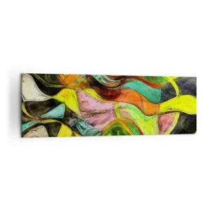 Cuadro sobre lienzo - Impresión de Imagen - Una composición abstracta con manchas de colores y líneas dinámicas. - 160x50cm - El movimiento es la vida - Decoración de pared moderna para salón y dormitorio ARTTOR
