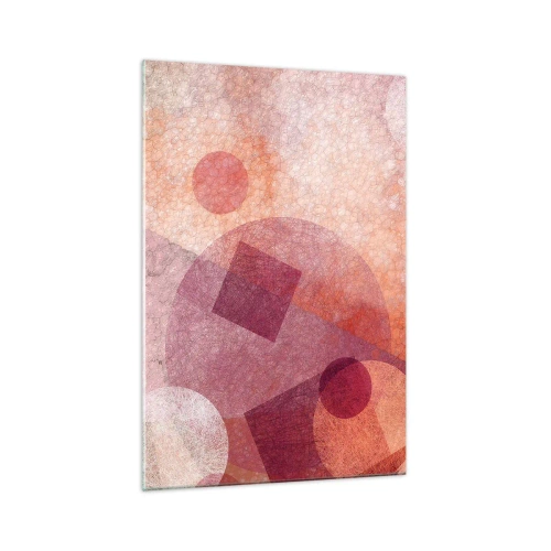 Cuadro sobre vidrio - Impresiones sobre Vidrio - Formas geométricas abstractas en tonos pastel de rosa. - 70x100cm - Transformaciones geométricas en rosa - Decoración de pared moderna para salón y dormitorio ARTTOR