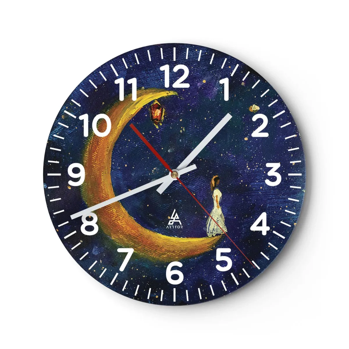 Reloj de pared - Reloj de vidrio - La llamada de la Luna - 30x30 cm