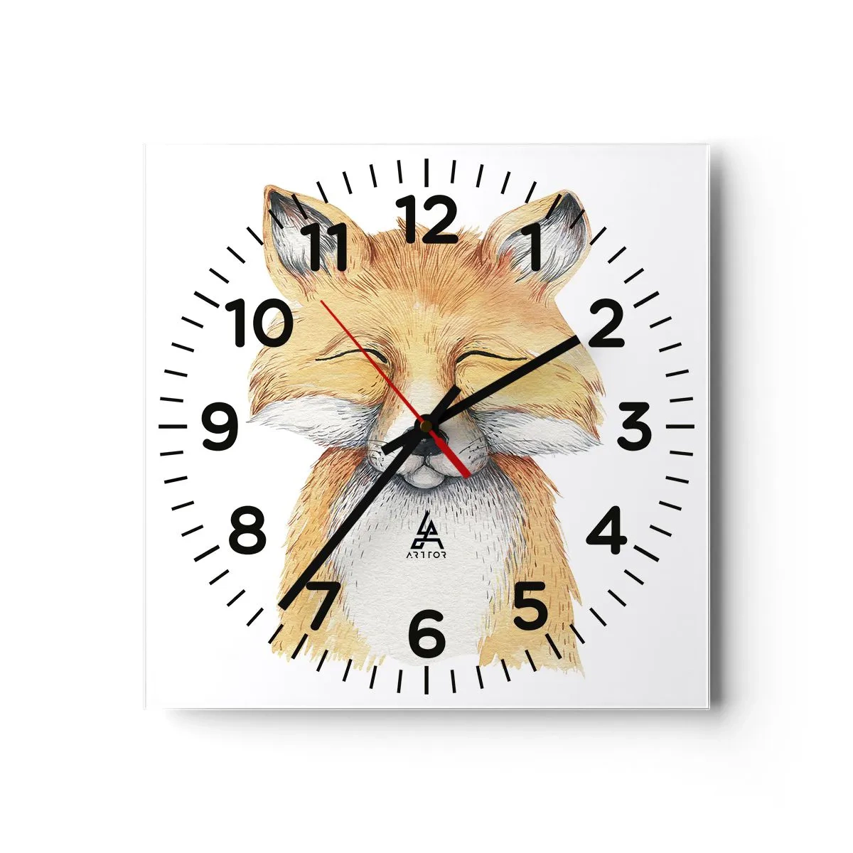 Reloj de pared - Reloj de vidrio - Humor de zorro - 30x30 cm