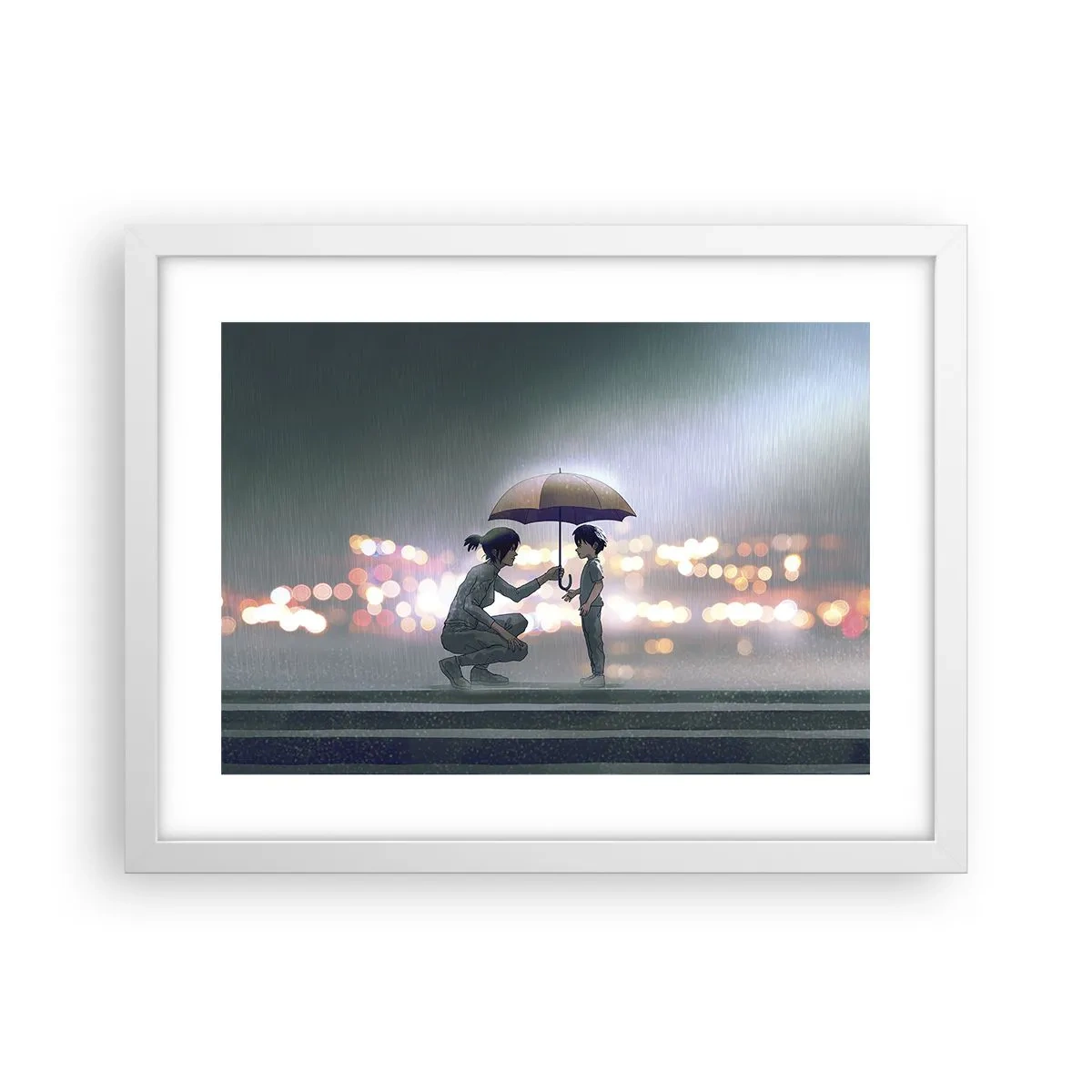 Póster en marco blanco - Y todo está bien - 40x30 cm