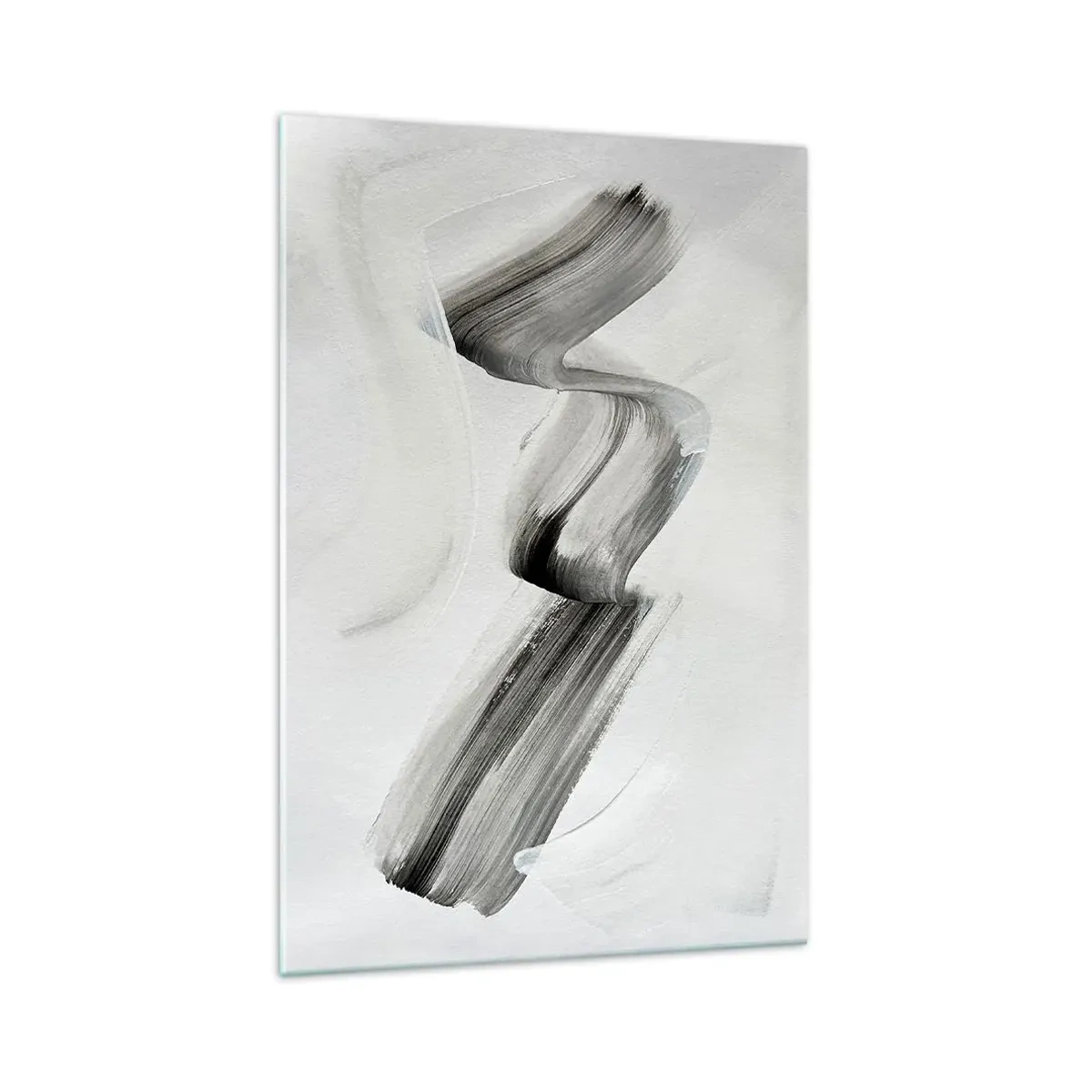 Cuadro sobre vidrio - Impresiones sobre Vidrio - Pincelada abstracta en blanco y negro sobre un fondo claro - 70x100cm - Solo por diversión - Decoración de pared moderna para salón y dormitorio ARTTOR