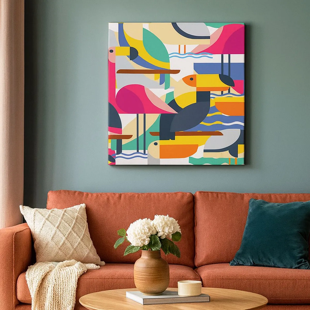 Cuadro sobre lienzo - Impresión de Imagen - Fiesta de las aves - 30x30 cm