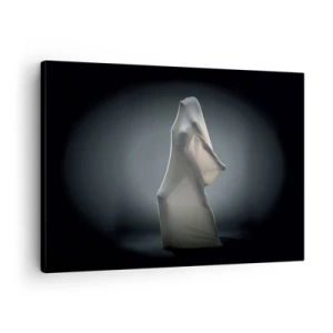 Cuadro sobre lienzo - Impresión de Imagen - Una figura en tela blanca sobre un fondo oscuro. - 70x50cm - Deseos ocultos - Decoración de pared moderna para salón y dormitorio ARTTOR