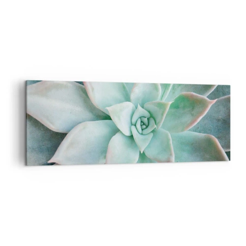 Cuadro sobre lienzo - Impresión de Imagen - Primer plano de una suculenta verde - 140x50cm - El corazón del desierto - Decoración de pared moderna para salón y dormitorio ARTTOR