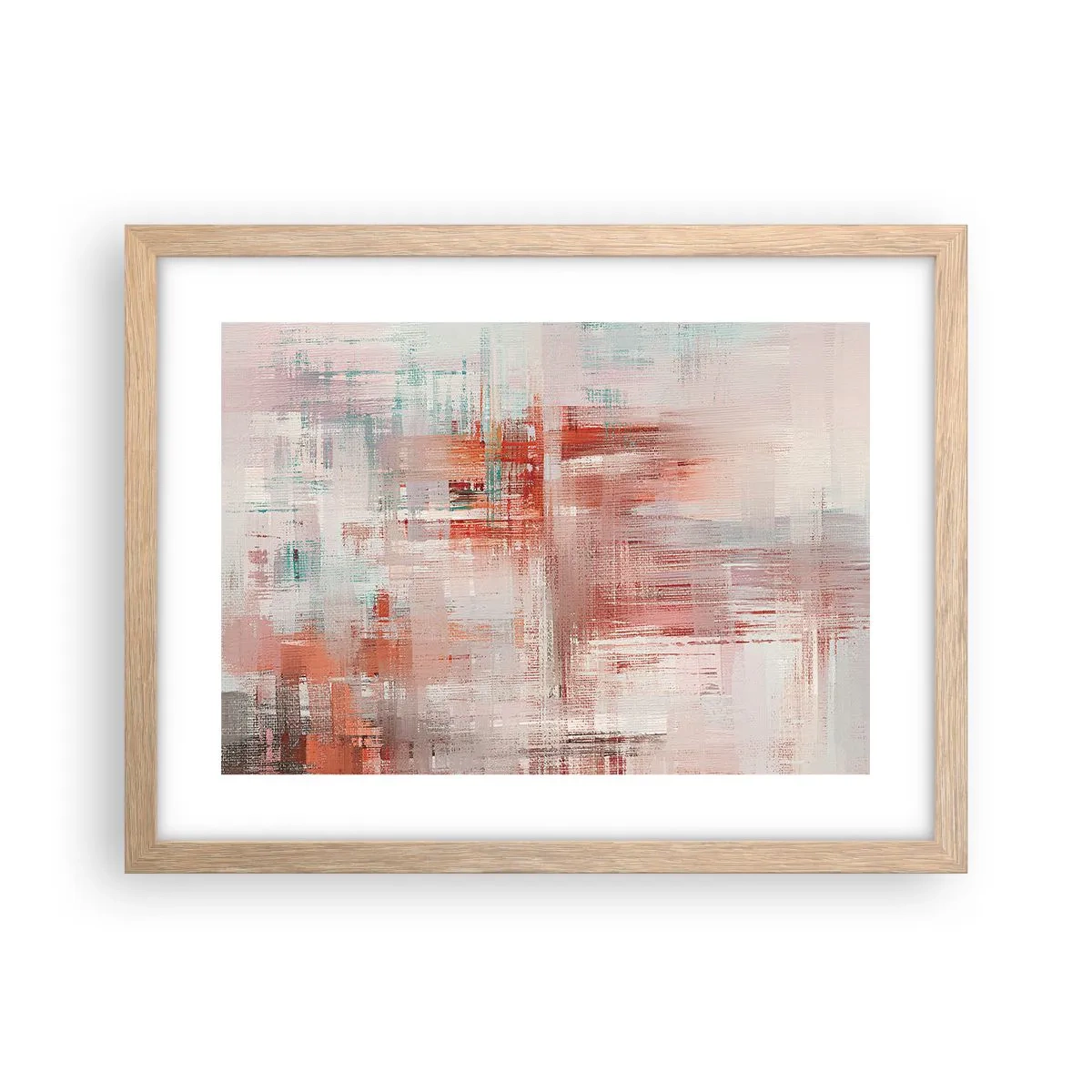 Póster en marco roble claro - Niebla rosa - 40x30 cm