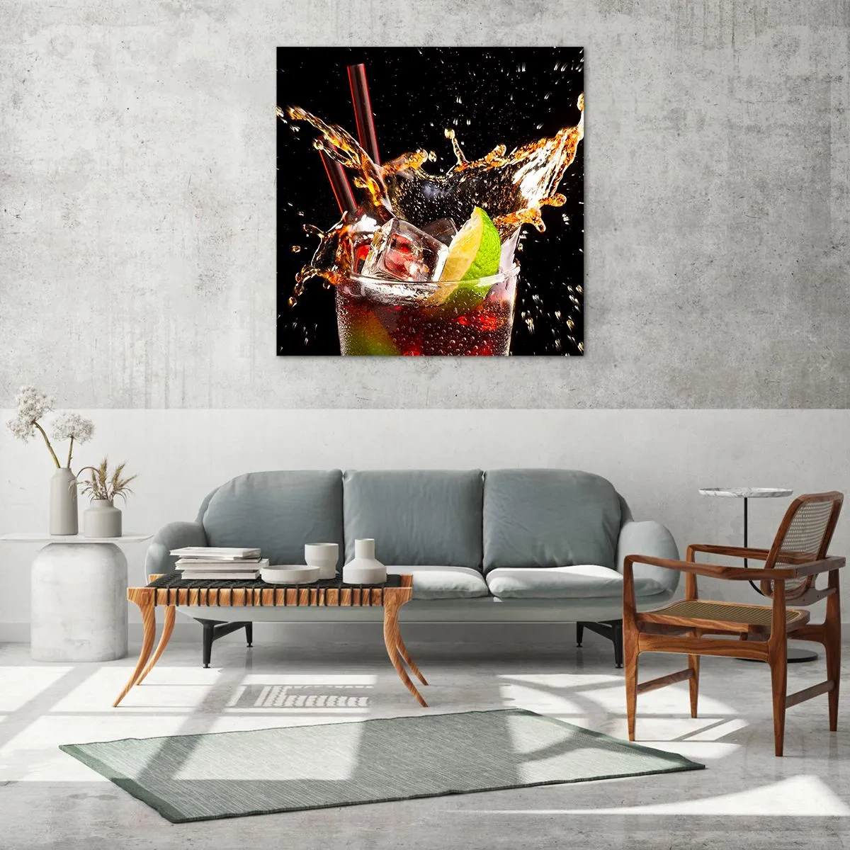 Cuadro sobre vidrio - Impresiones sobre Vidrio - Alegría y energía colorida - 60x60 cm