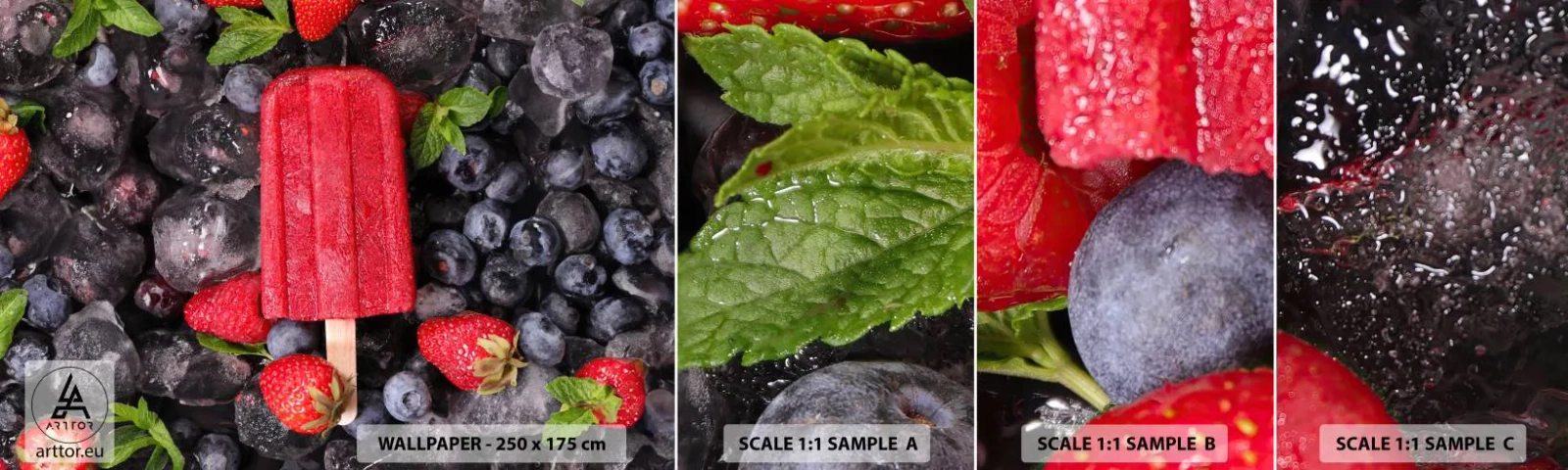 Muestra de fotomural autoadhesivo Deluxe Sticker - El sabor del verano caluroso - Helado, Fruta, Salud - 100x30 cm