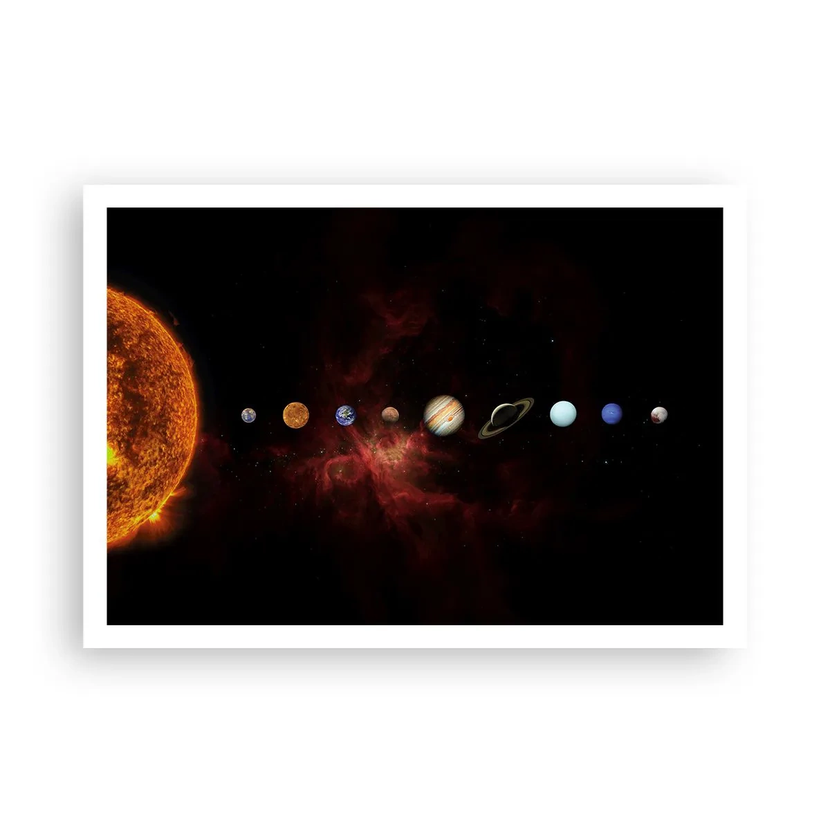 Póster - El sistema solar con planetas sobre el fondo del espacio. - 100x70cm - Nuestro barrio - Decoración de pared moderna para salón y dormitorio ARTTOR