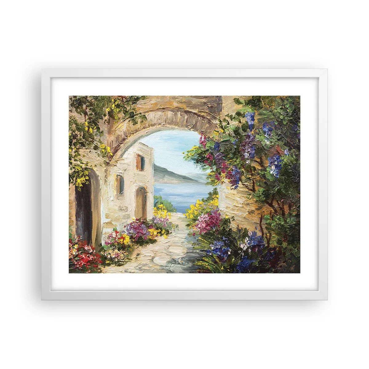 Póster en marco blanco - El encanto del paisaje costero - 50x40 cm