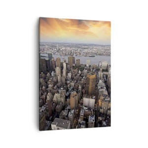 Cuadro sobre lienzo - Impresión de Imagen - Vista de la metrópoli con la puesta de sol - 50x70cm - El corazón palpitante de nuestro tiempo - Decoración de pared moderna para salón y dormitorio ARTTOR