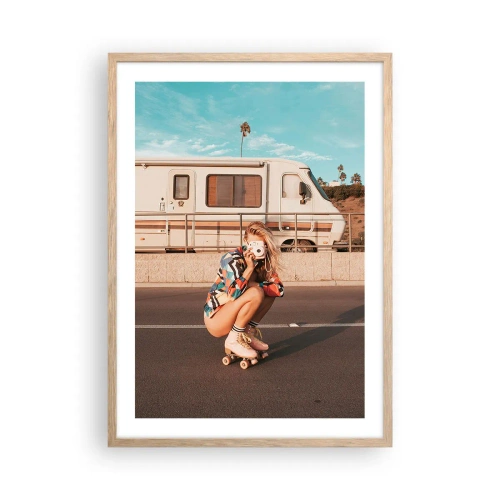 Póster en marco roble claro - ¡Sonrían, por favor! - 50x70 cm