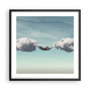 Póster en marco negro - La felicidad del momento - 50x50 cm