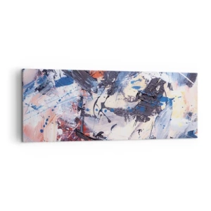 Cuadro sobre lienzo - Impresión de Imagen - Abstracción con pinceladas dinámicas en azul y rojo. - 140x50cm - Danza loca de la abstracción - Decoración de pared moderna para salón y dormitorio ARTTOR