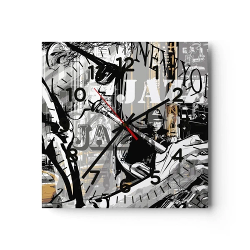 Reloj de pared - Reloj de vidrio - Al ritmo de Nueva York - 40x40 cm