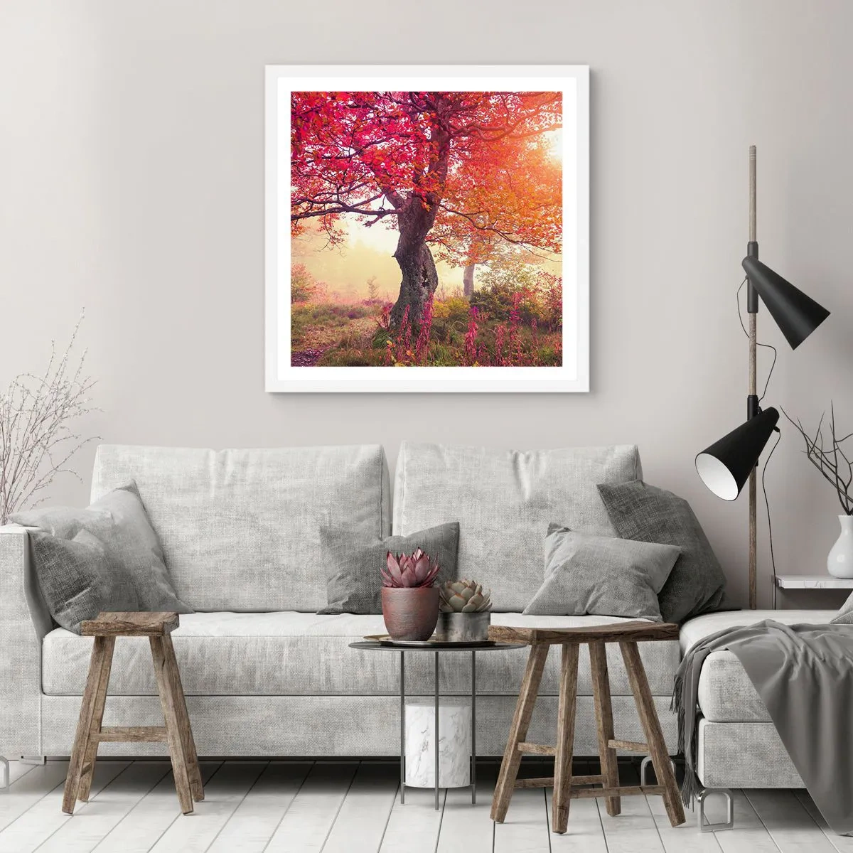 Póster en marco blanco - Un frenesí de floración - 40x40 cm