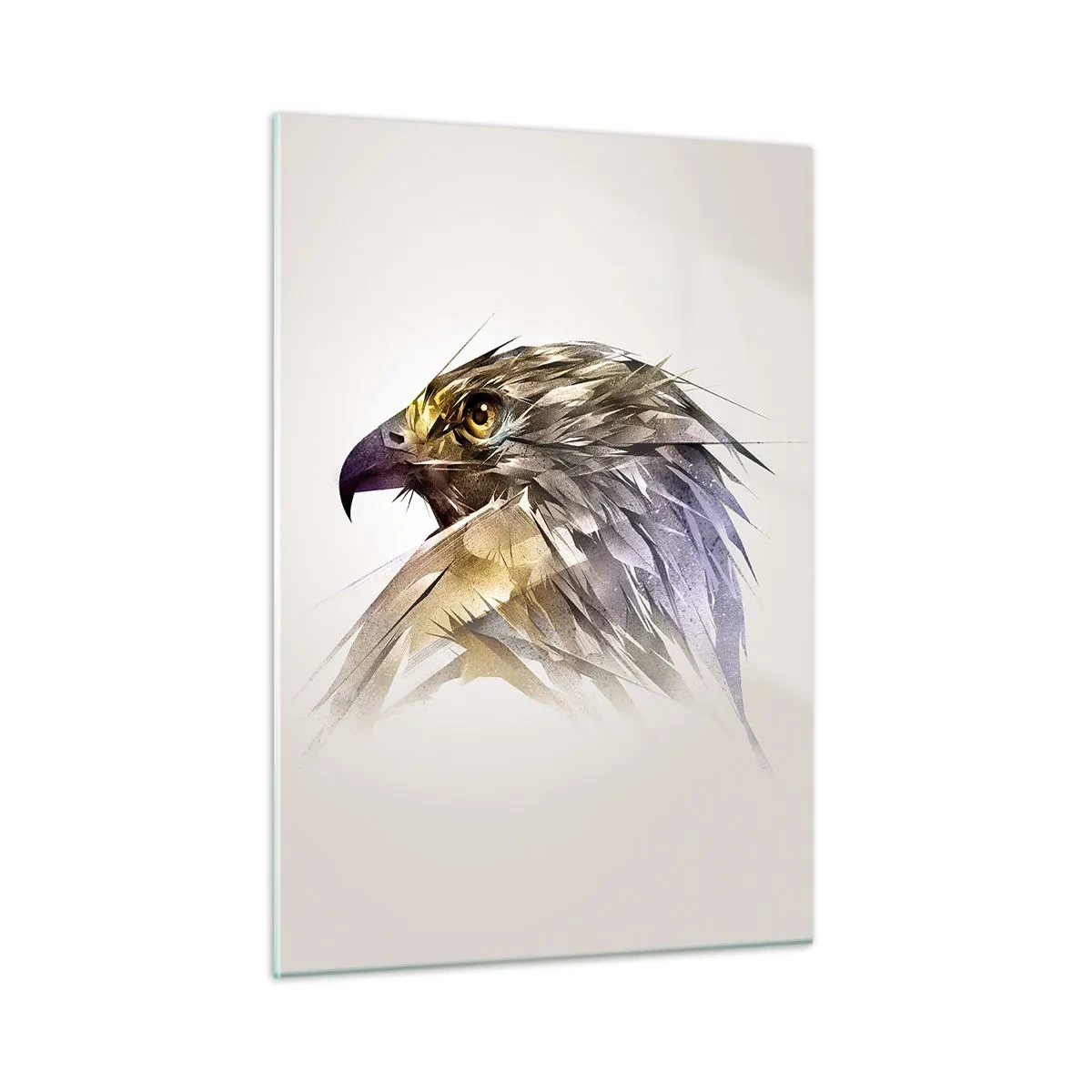 Cuadro sobre vidrio - Impresiones sobre Vidrio - Un retrato artístico de un águila en forma abstracta. - 50x70cm - Retrato de un guerrero - Decoración de pared moderna para salón y dormitorio ARTTOR