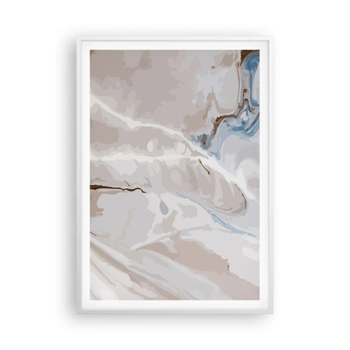 Póster en marco blanco - El azul serpentea por el blanco - 70x100 cm