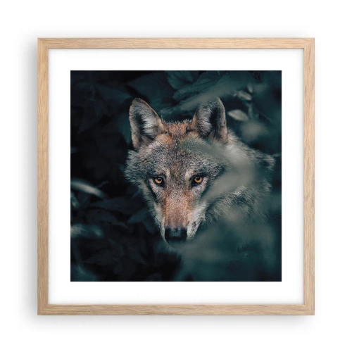 Póster en marco roble claro - Cazador - 40x40 cm