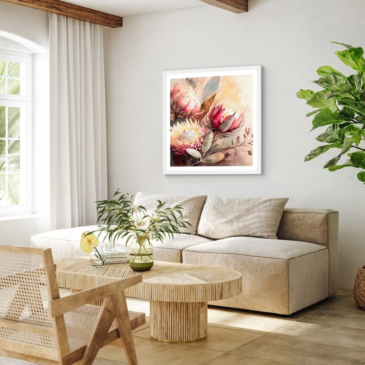 Póster en marco blanco - De perfil y de frente - 50x50 cm