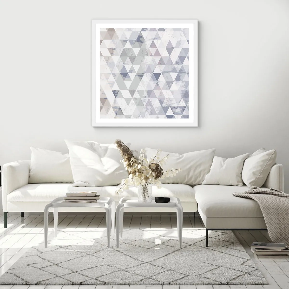 Póster en marco blanco - A ritmo de triángulo - 50x50 cm