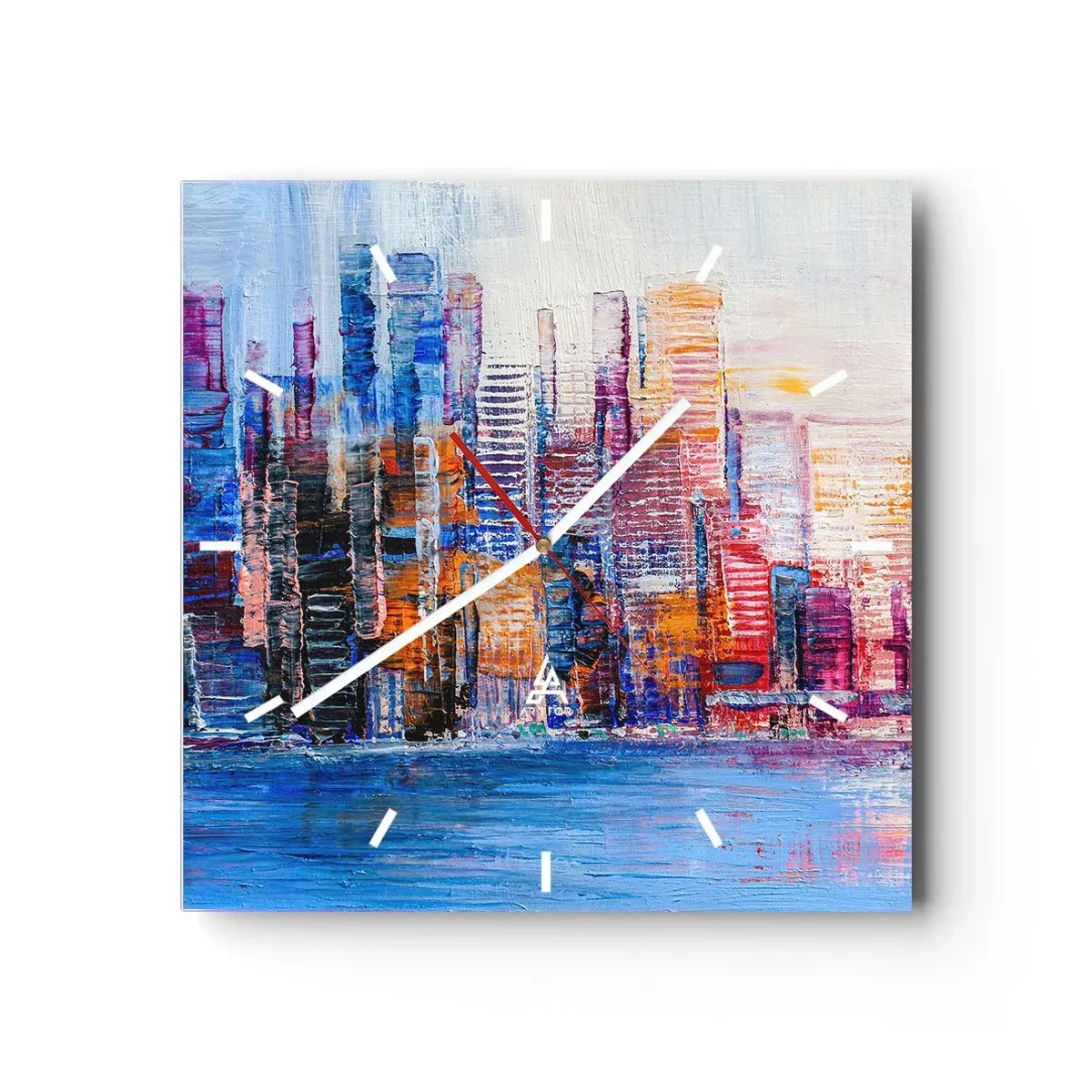 Reloj de pared - Reloj de vidrio - Una metrópoli alegre - 40x40 cm