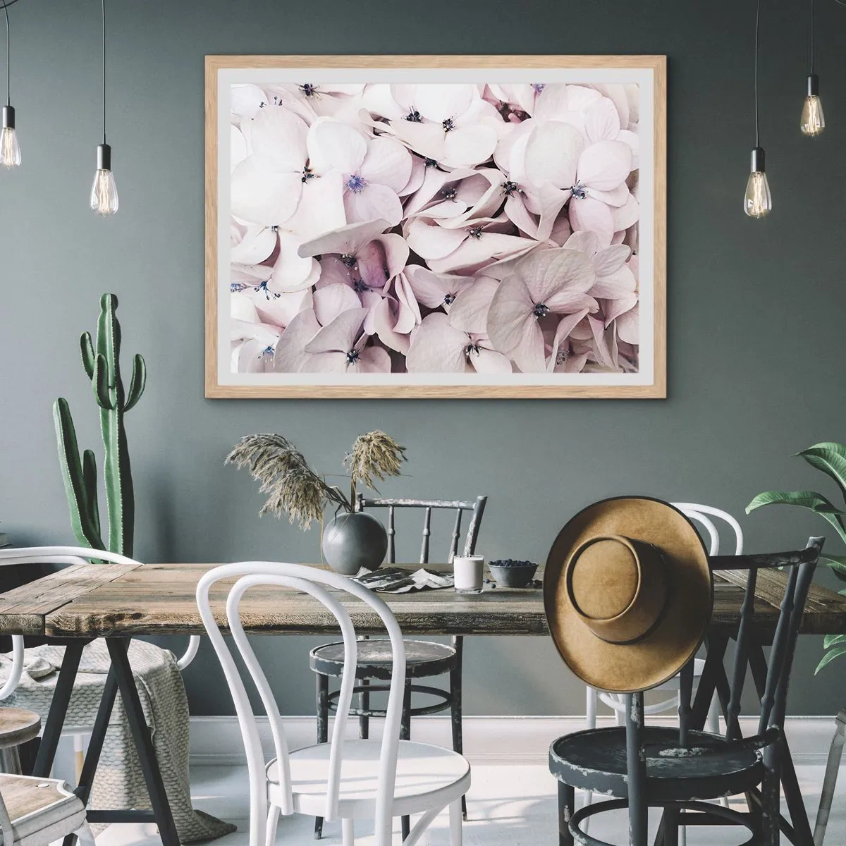 Póster en marco roble claro - En un torrente de flores - 100x70 cm