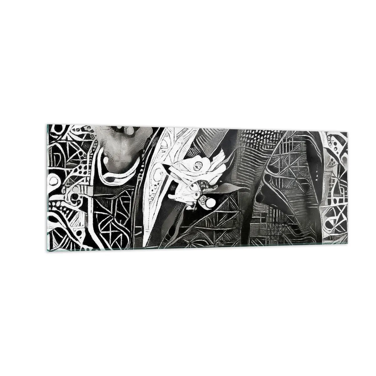 Cuadro sobre vidrio - Impresiones sobre Vidrio - Elegante abstracción de un hombre con traje en blanco y negro. - 140x50cm - Solo un hombre aparentemente gris - Decoración de pared moderna para salón y dormitorio ARTTOR