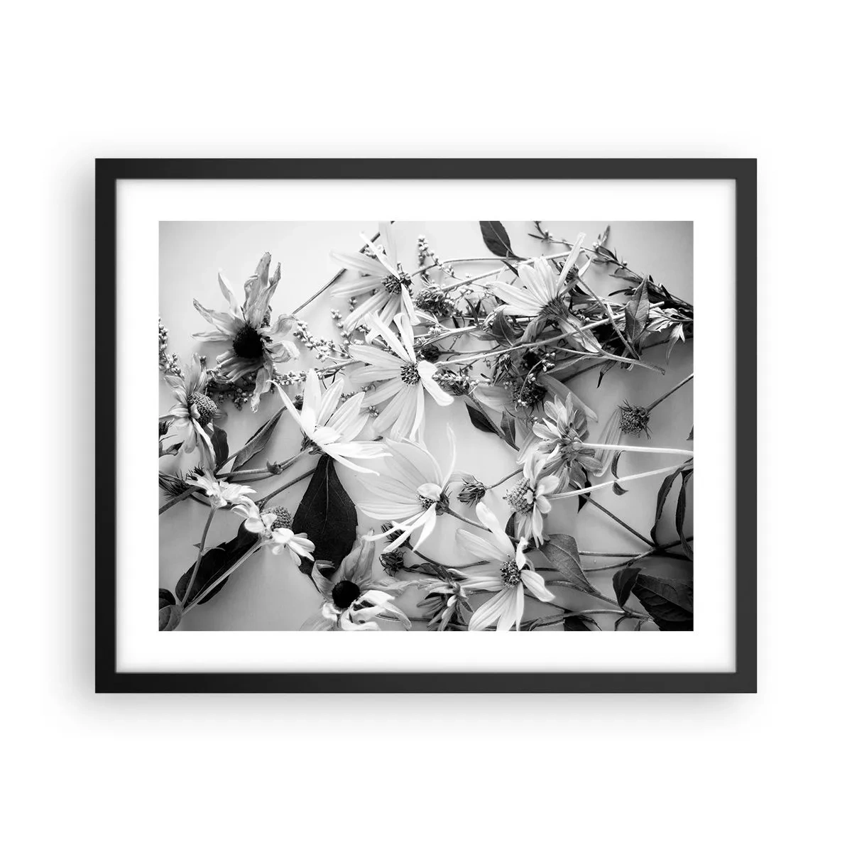 Póster en marco negro - Un no ramo de flores - 50x40 cm
