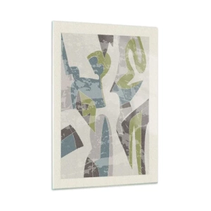 Cuadro sobre vidrio - Impresiones sobre Vidrio - Composición geométrica en verde y gris. - 50x70cm - Composición tras vidriera - Decoración de pared moderna para salón y dormitorio ARTTOR