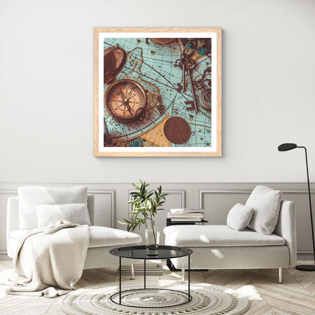 Póster en marco roble claro - Para el aventurero - 50x50 cm