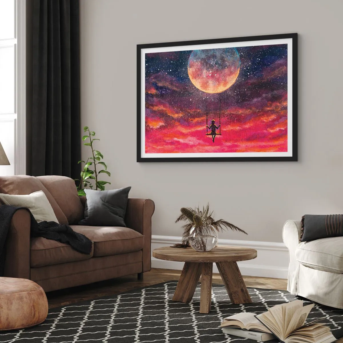 Póster en marco negro - Disfrutar de las nubes - 40x30 cm