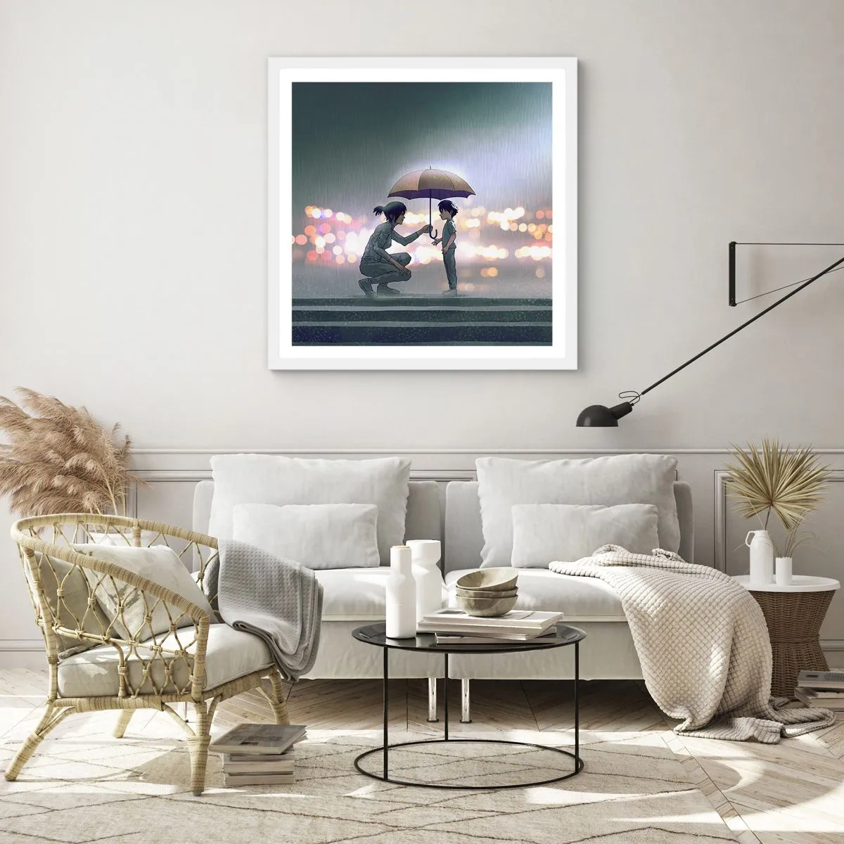 Póster en marco blanco - Y todo está bien - 30x30 cm