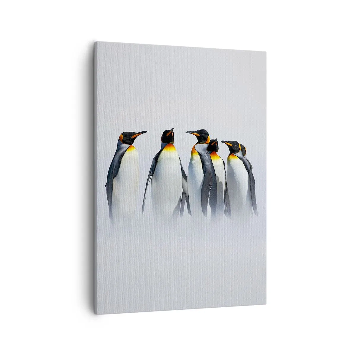 Cuadro sobre lienzo - Impresión de Imagen - Un grupo de pingüinos emperador en la niebla invernal. - 50x70cm - Reunión en traje de noche - Decoración de pared moderna para salón y dormitorio ARTTOR