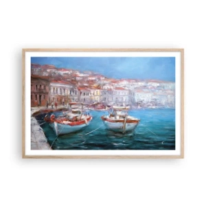 Póster en marco roble claro - Bahía italiana - 91x61 cm