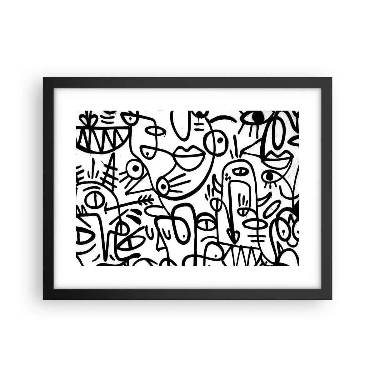 Póster en marco negro - Rostros y espejismos - 40x30 cm