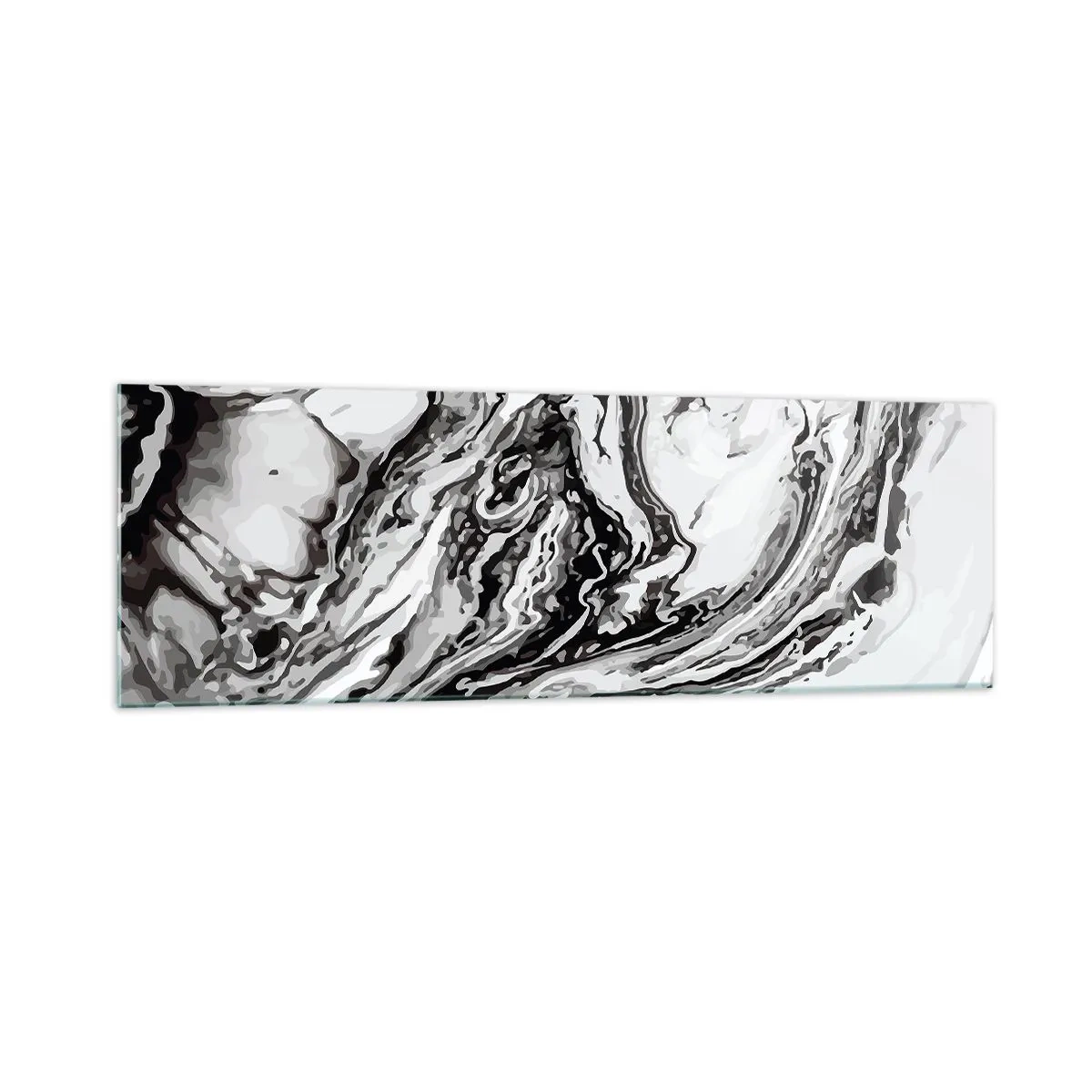 Cuadro sobre vidrio - Impresiones sobre Vidrio - Patrón de mármol abstracto en blanco y negro - 160x50cm - Al principio existía el caos - Decoración de pared moderna para salón y dormitorio ARTTOR