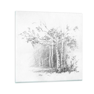Cuadro sobre vidrio - Impresiones sobre Vidrio - La luz de un bosque de abedules - 30x30 cm