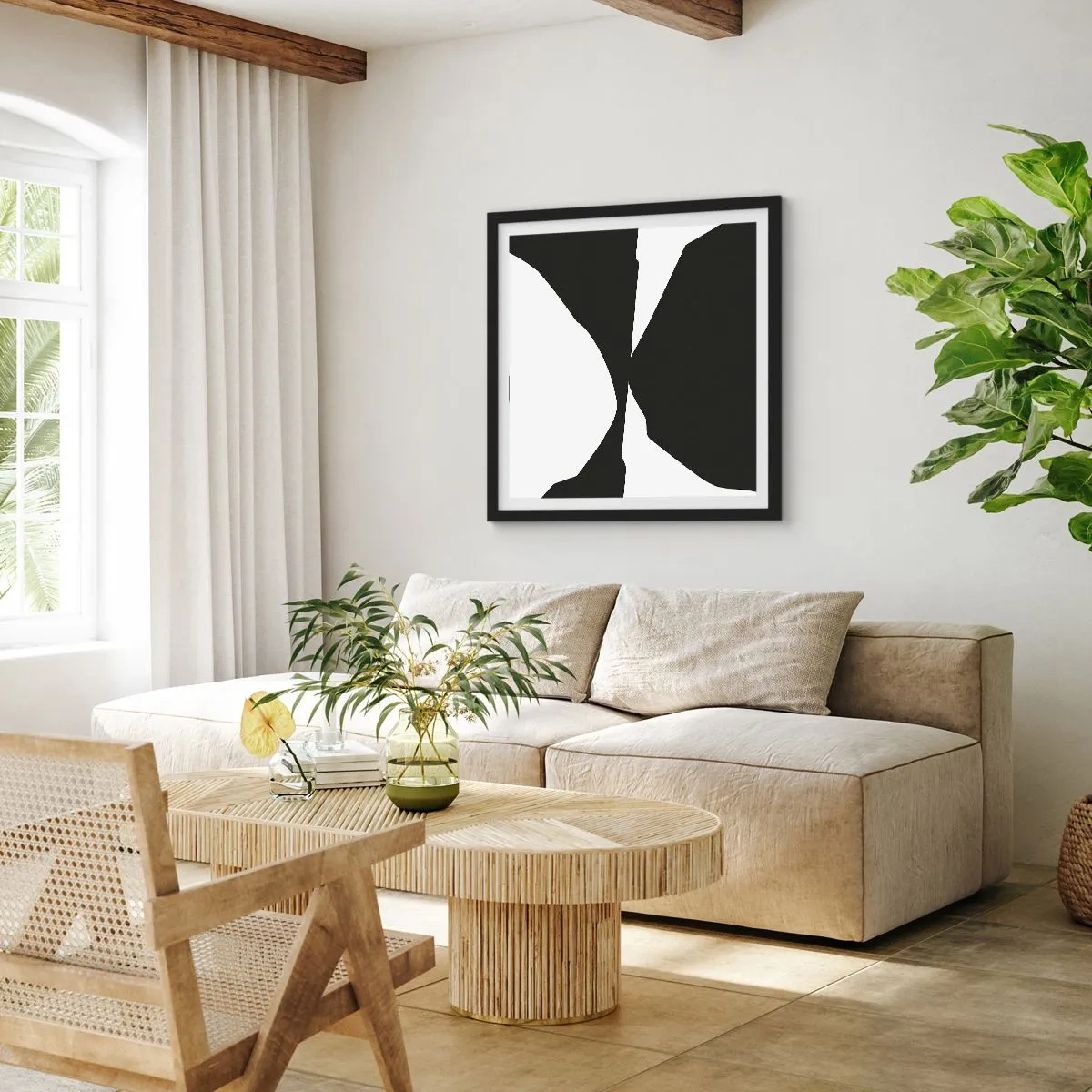 Póster en marco negro - Positivo-negativo - 50x50 cm