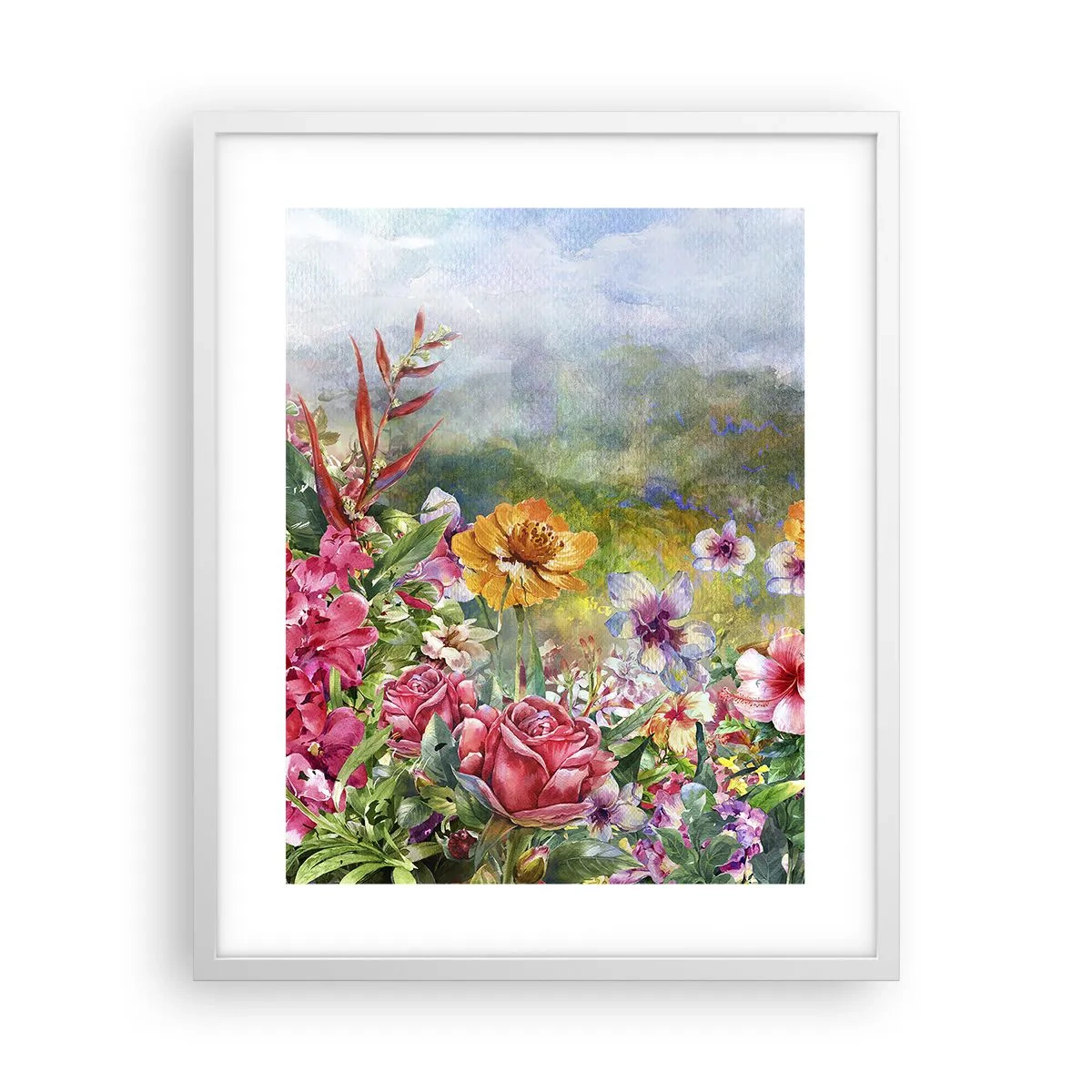 Póster en marco blanco - Un jardín enloquecido - 40x50 cm