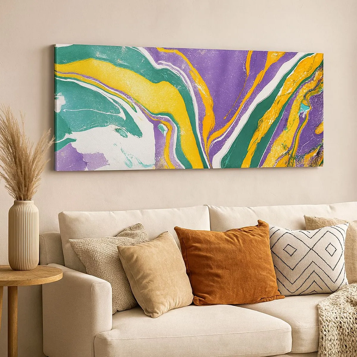 Cuadro sobre lienzo - Impresión de Imagen - Olas de color - 100x40 cm