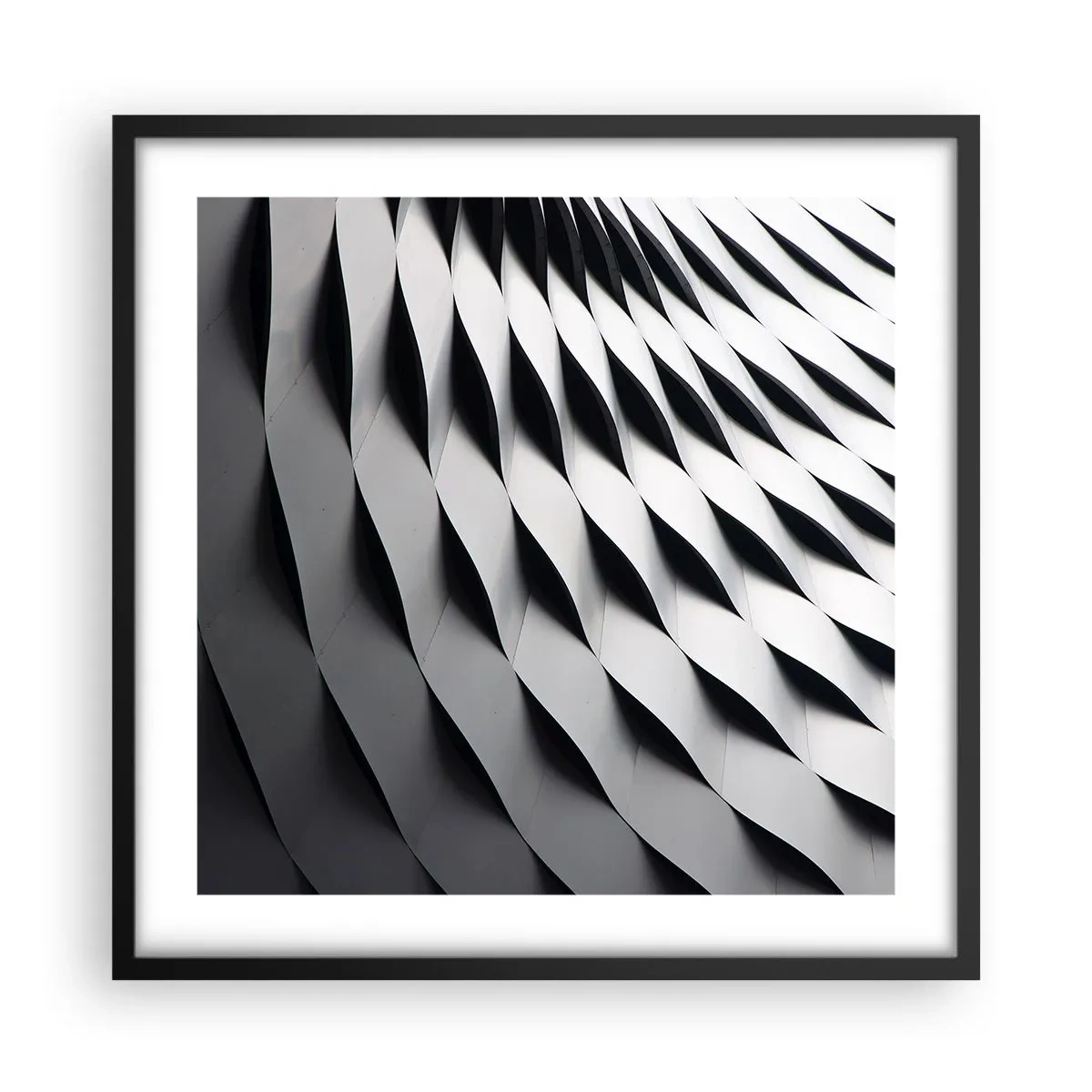 Póster en marco negro - En la superficie de las ondas - 50x50 cm