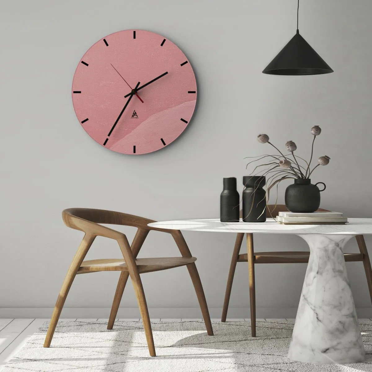 Reloj de pared - Reloj de vidrio - Composición orgánica en rosa - 40x40 cm