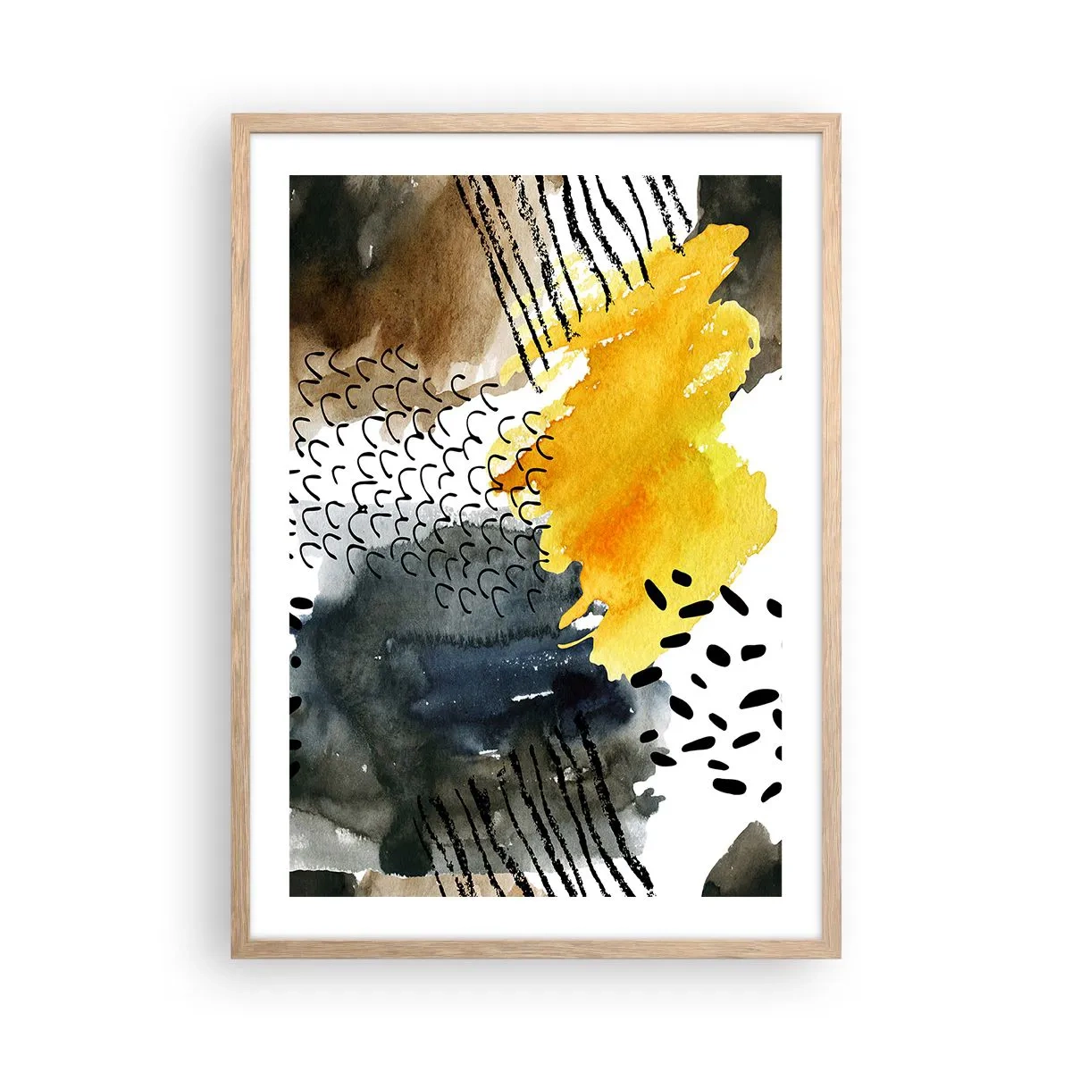 Póster en marco roble claro - Reunión de los elementos - 50x70 cm