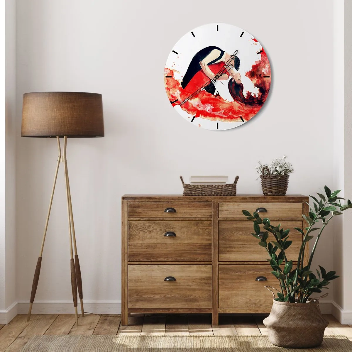 Reloj de pared - Reloj de vidrio - El tango: una ola sensual - 30x30 cm