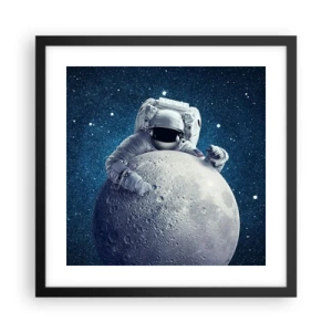 Póster en marco negro - Bromista espacial - 40x40 cm